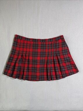 Hips & Curves Plaid Pleated Mini Skirt 2X